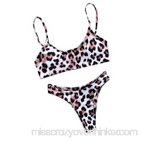 Xhonp Women's Sexy Leopard Print Two-Piece Triangle High Waisted Bikini Set Swimsuit Black B07P258S4H